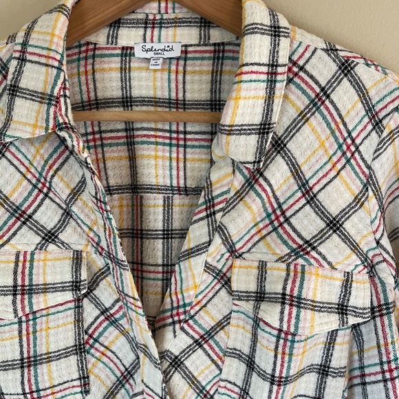 Splendid plaid hi-low top, faux wrap front, size small - Picture 7 of 16